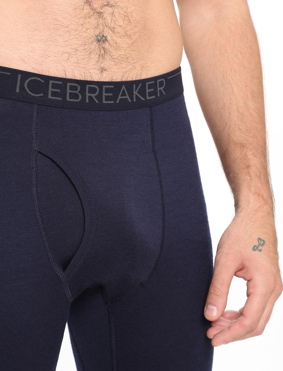 Men's Icebreaker Merino 200 Oasis with Fly Leggings Midnight Navy | CA 1815KORI